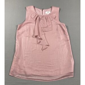 Ann Taylor LOFT  Sleeveless Ruffle Front Mauve Size Small Elegant Blouse Top